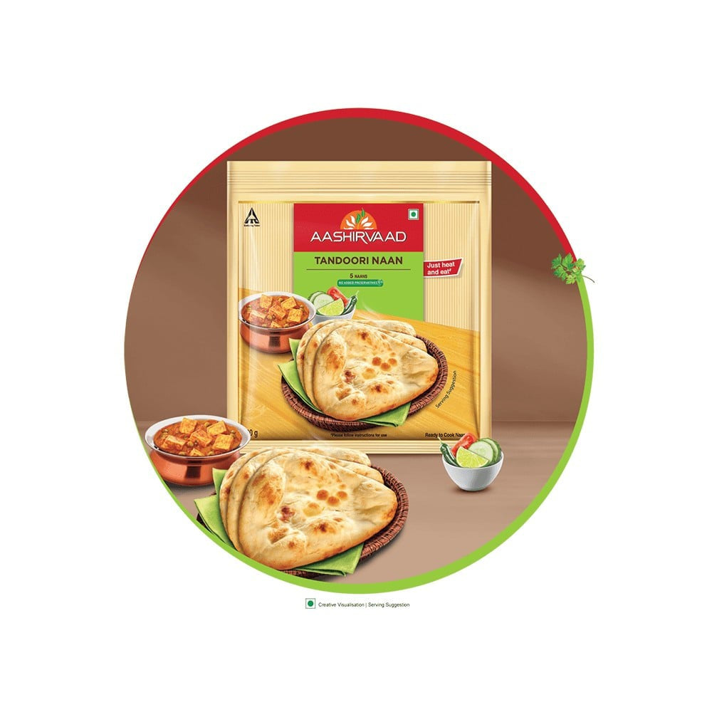 Aashirvaad Tandoori Naan (Heat & Eat) : 400 g (5 pieces)