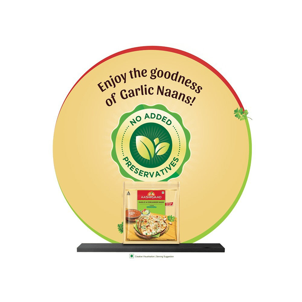 Aashirvaad Garlic & Coriander Naan (Heat & Eat) : 400 g (5 pieces)