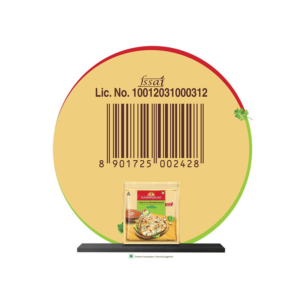 Aashirvaad Garlic & Coriander Naan (Heat & Eat) : 400 g (5 pieces)