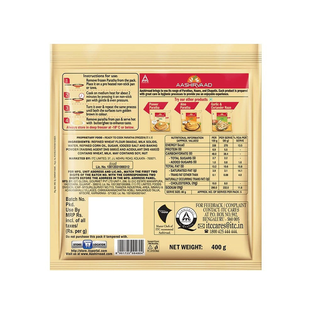 Aashirvaad Malabar Paratha (Heat & Eat) : 400 g (5 pieces)