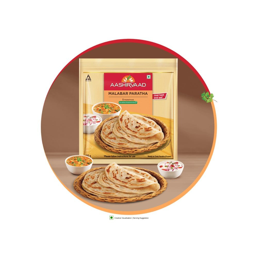 Aashirvaad Malabar Paratha (Heat & Eat) : 400 g (5 pieces)