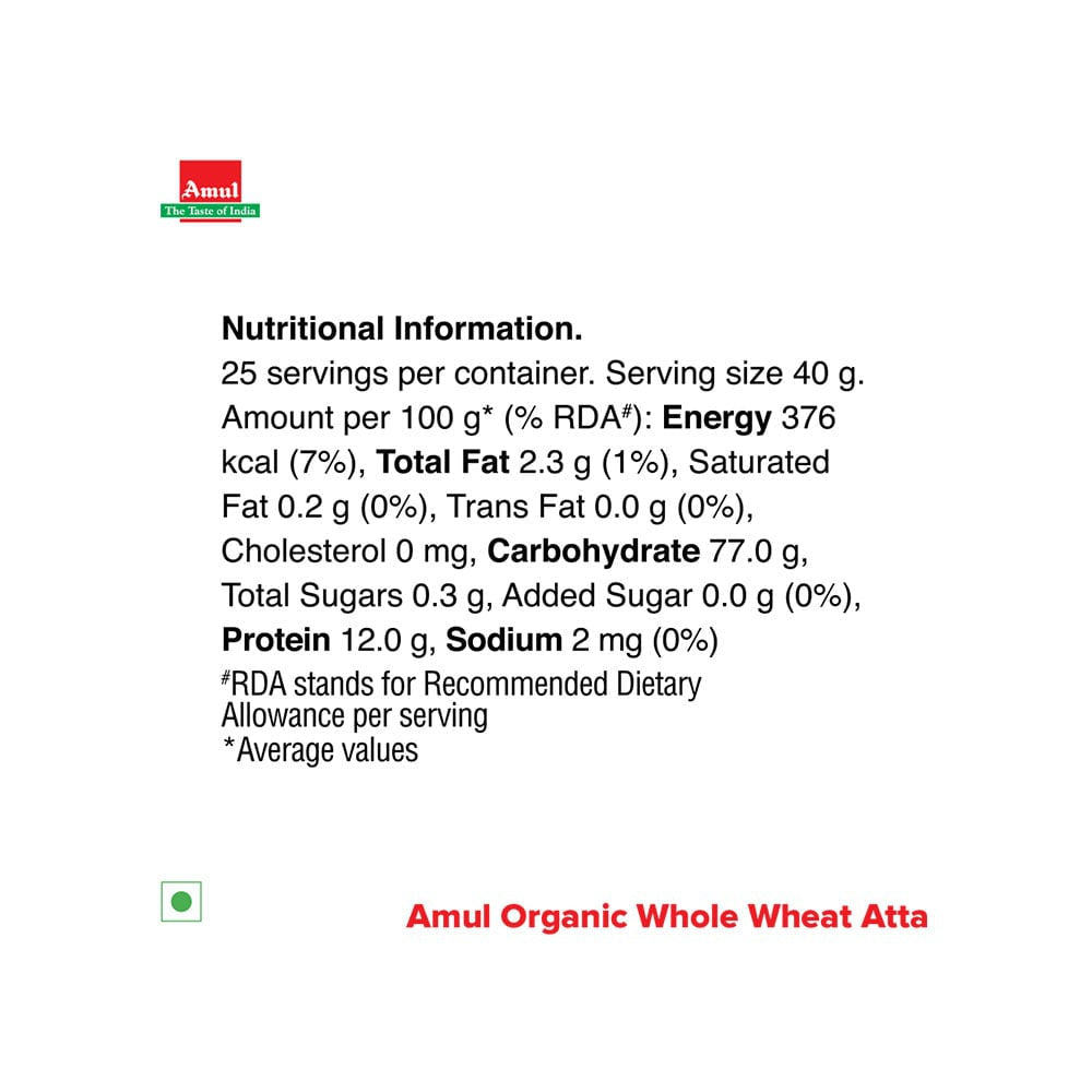 Amul Organic Atta (Whole Wheat) : 1 kg