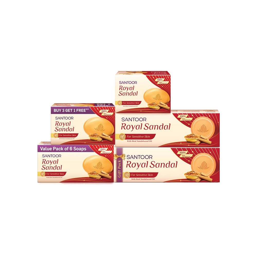 Santoor Royal Sandal Soap (with Real Sandalwood) : 3 x 150 g