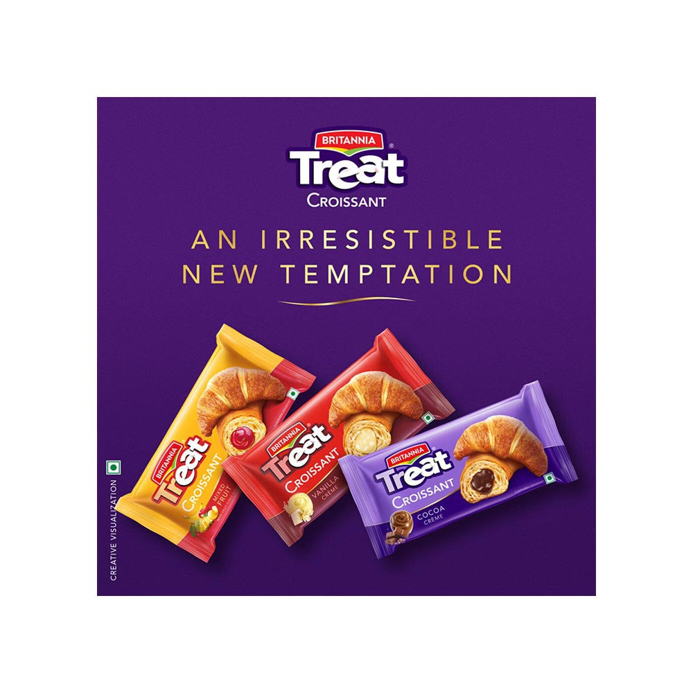 Britannia Treat Croissant with Mixed Fruit Creme Filling - Pack of 2 : 2 x 47 g