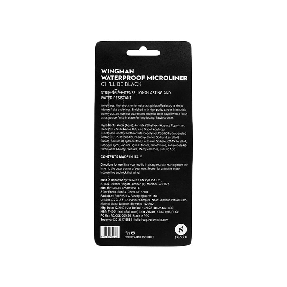 SUGAR Wingman Waterproof Micro Eyeliner (I'll Be Black 01) : 1.6 ml