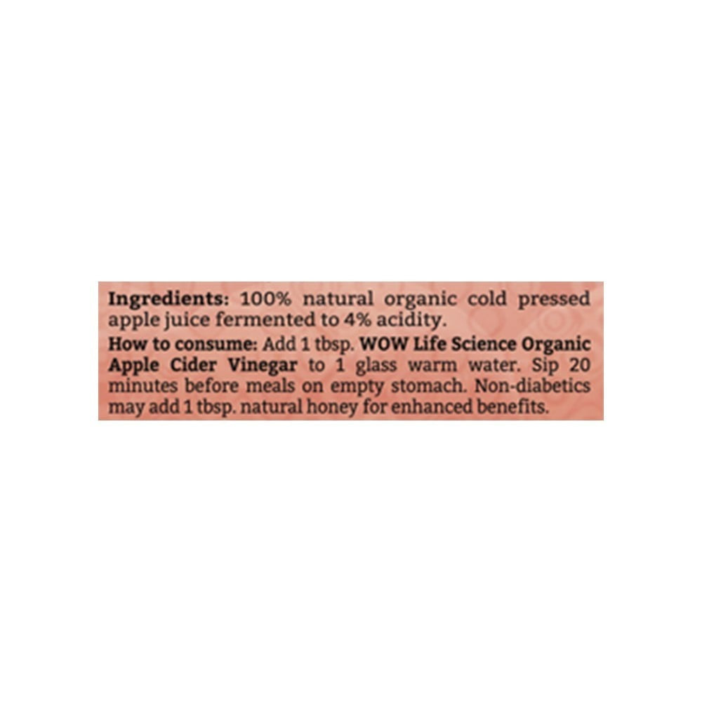 WOW Life Science Apple Cider Vinegar : 750 ml