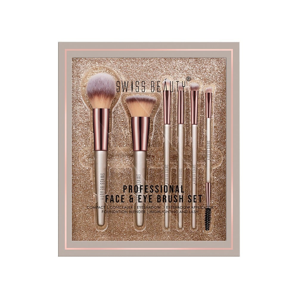 Swiss Beauty Professional Face & Eye Makeup Brush Set : 1 pack (6 pieces)