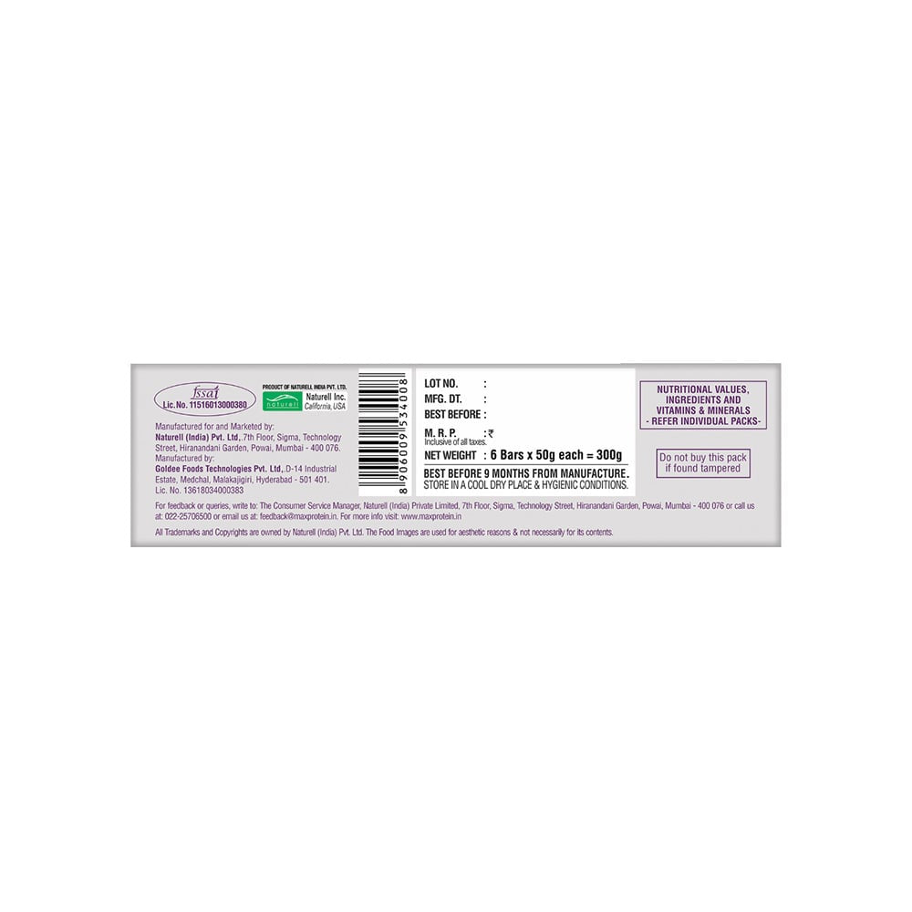 RiteBite Max Protein Daily Protein Bar (Assorted) - Pack of 2 : 2 x 1 pack (6 x 50 g)