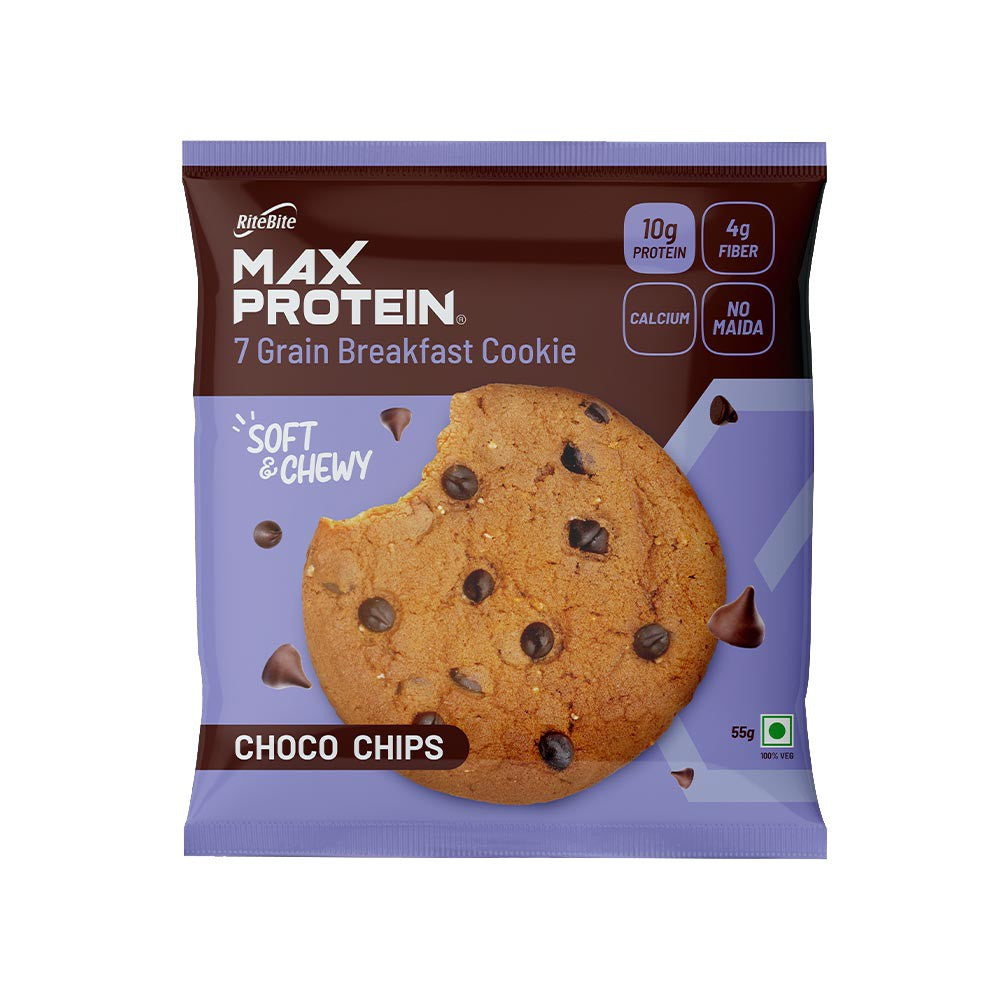 RiteBite Max Protein Daily Choco Almond Protein Bar + RiteBite Max Protein Choco Chips Cookies Combo : 55 g + 50 g