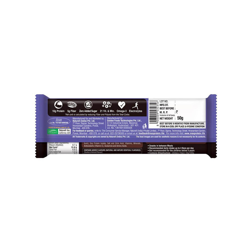 RiteBite Max Protein Daily Choco Almond Protein Bar + RiteBite Max Protein Choco Chips Cookies Combo : 55 g + 50 g