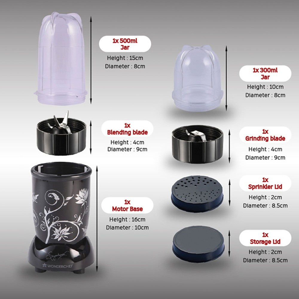 Wonderchef Nutri-Blend 400W Smoothie Maker (2 Jars, Black) (Black) : 1 unit