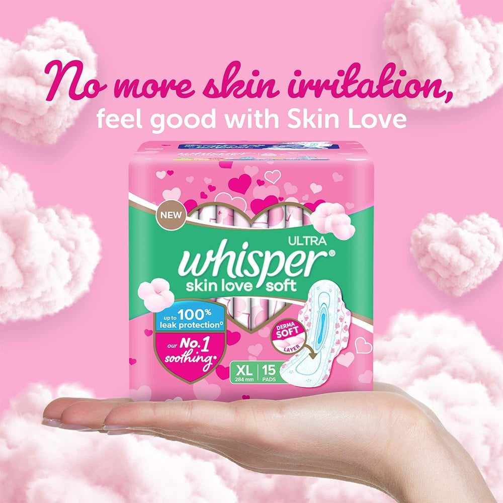Whisper Ultra Soft Air Fresh Pores Sanitary Pads : 15 pieces