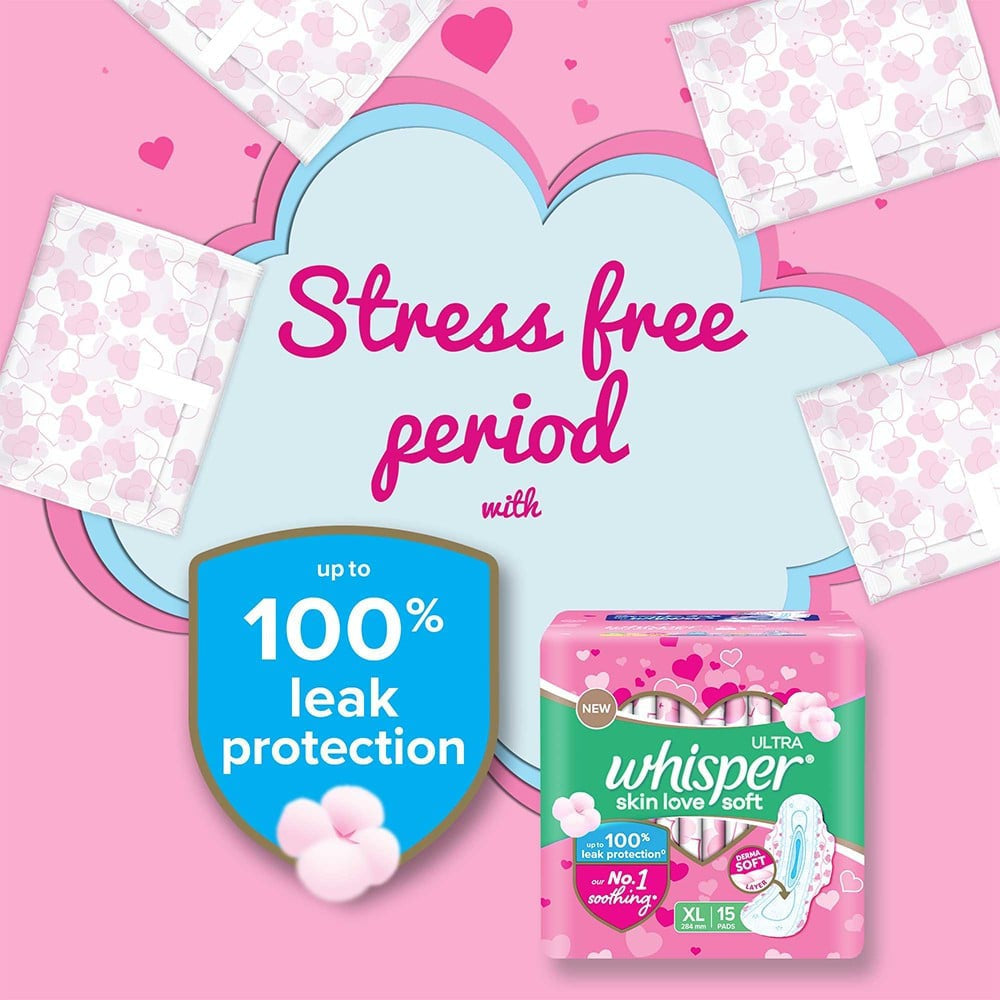 Whisper Ultra Soft Air Fresh Pores Sanitary Pads : 15 pieces