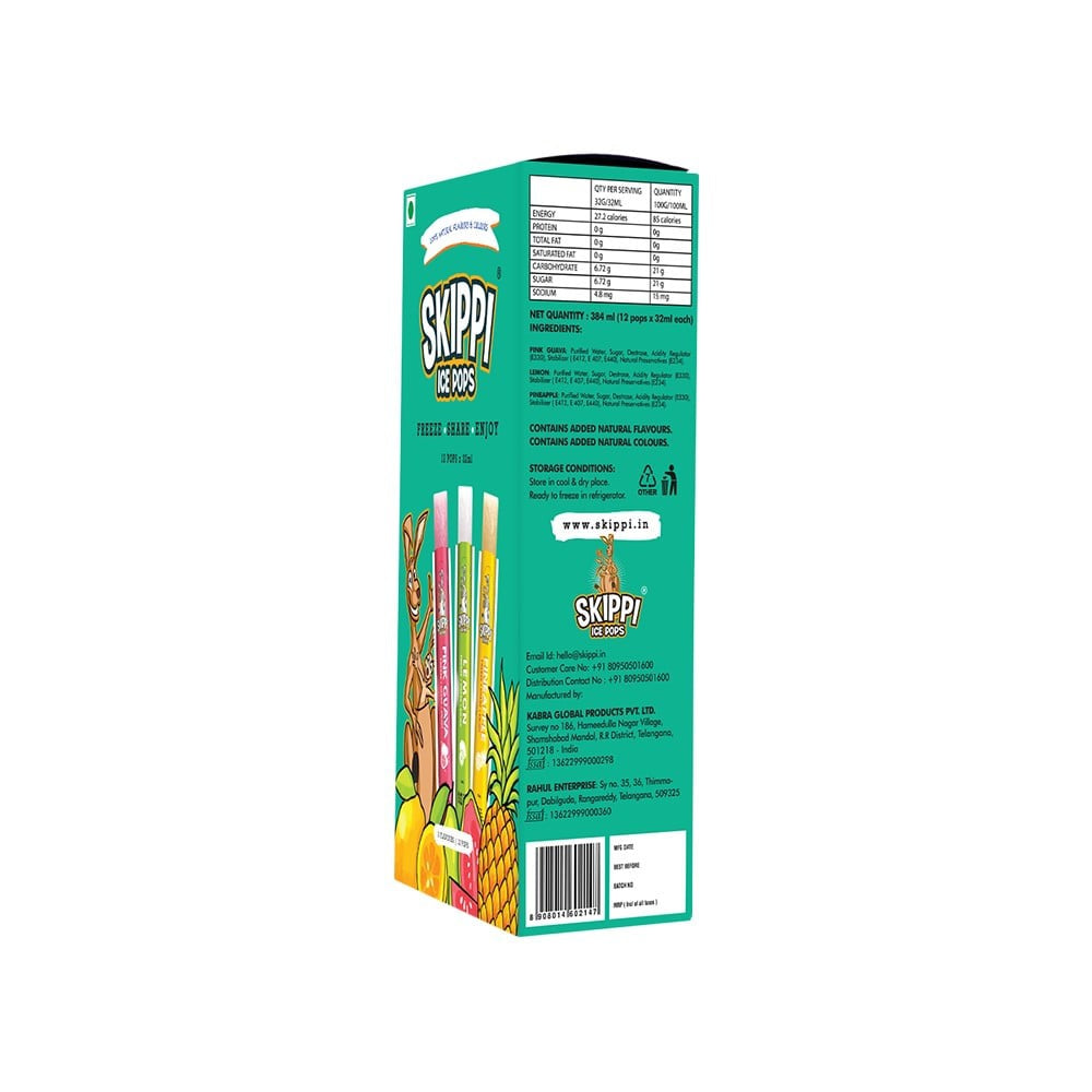 Skippi Natural Flavoured Ice Pops : 384 ml