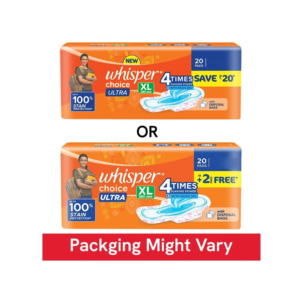 Whisper Choice Ultra Sanitary Pads - Pack of 4 : 4 x 20 pieces