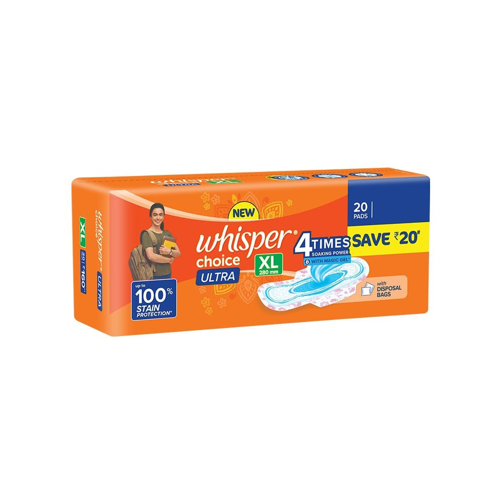 Whisper Choice Ultra Sanitary Pads - Pack of 4 : 4 x 20 pieces