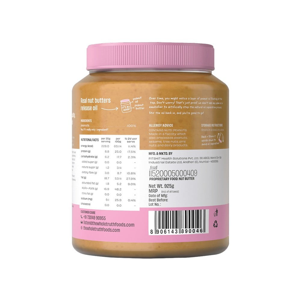 The Whole Truth Unsweetened & Crunchy Peanut Butter : 925 g