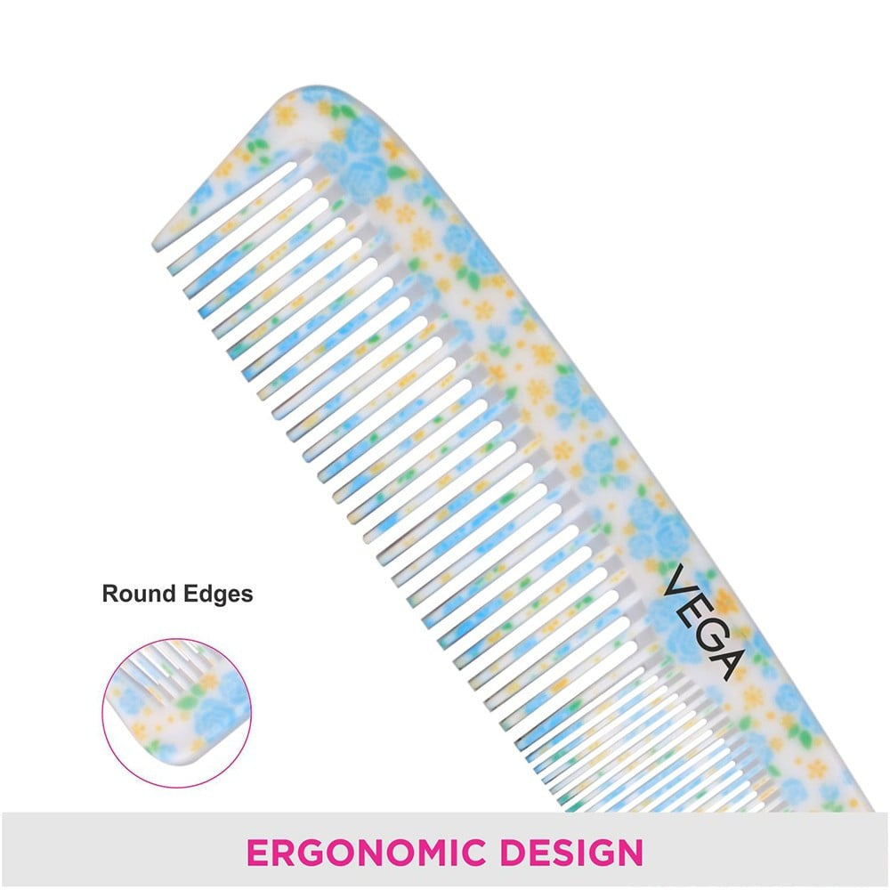 Vega Tulip Grooming Hair Comb (Blue, White) : 1 piece