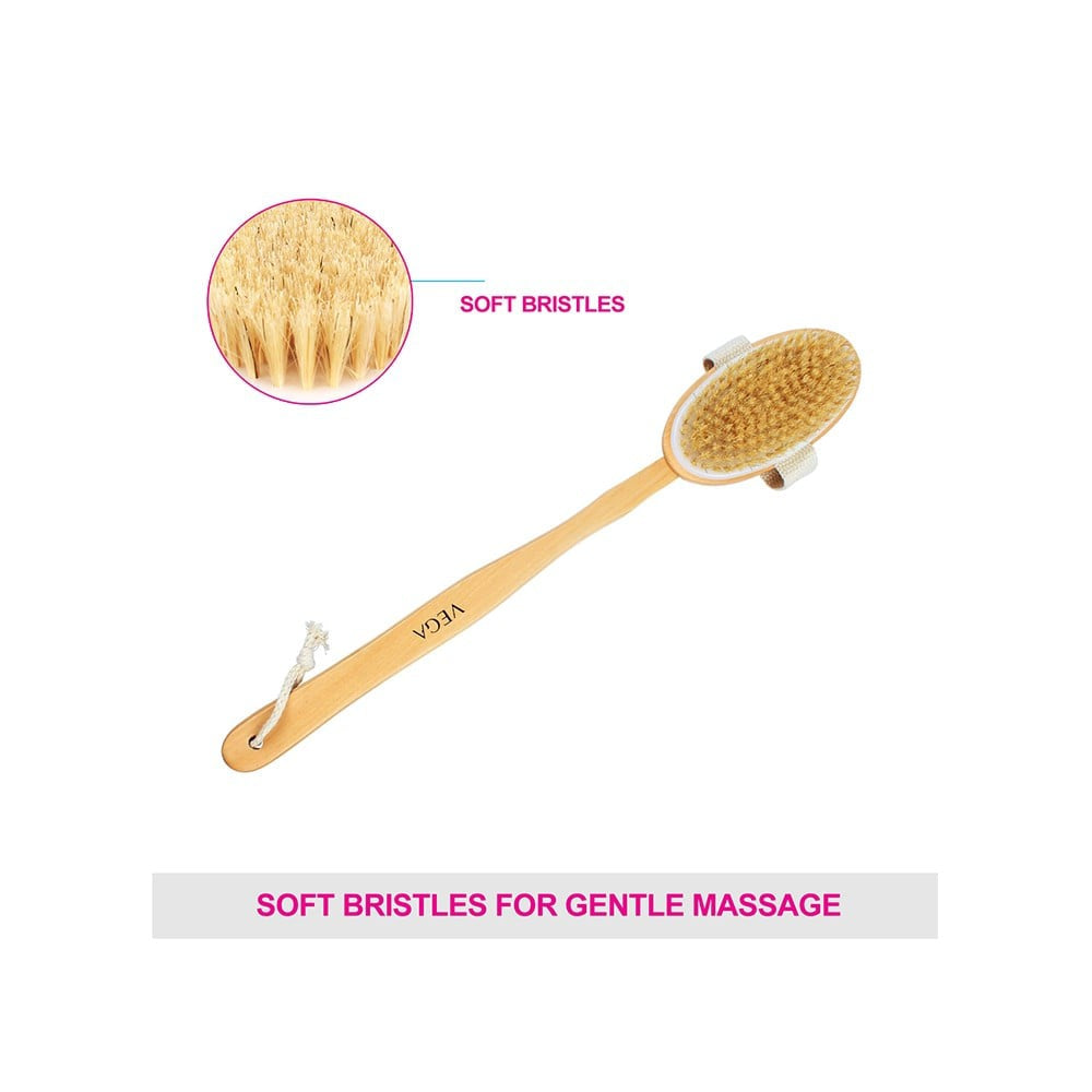 Vega Natural Bristle Bath Brush with Long Handle (NBA-1/3) : 1 piece