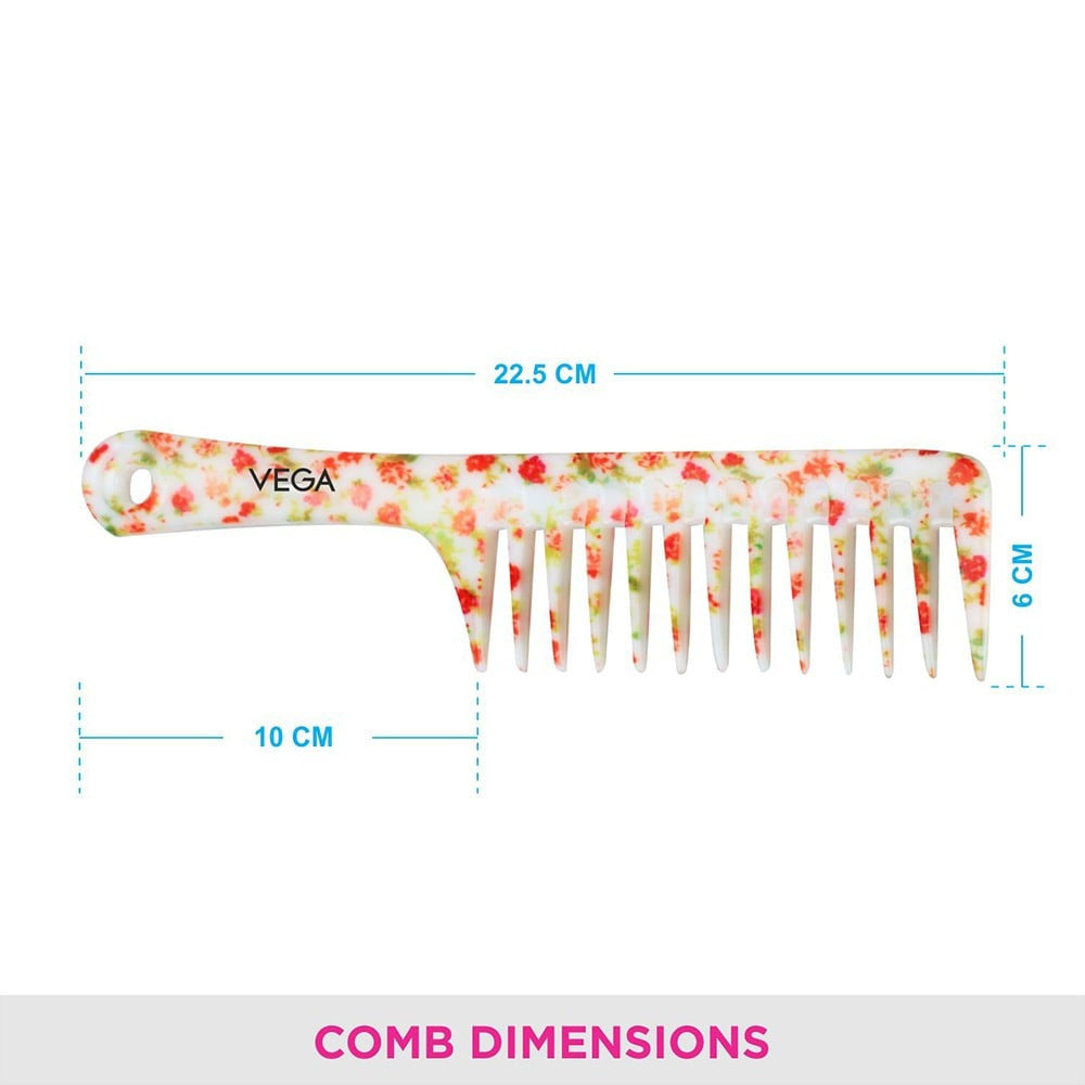 Vega Floral Shampoo Hair Comb (Large) (Multicolour) : 1 piece