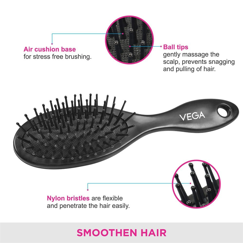 Vega Compact Hair Brush (Black) : 1 piece