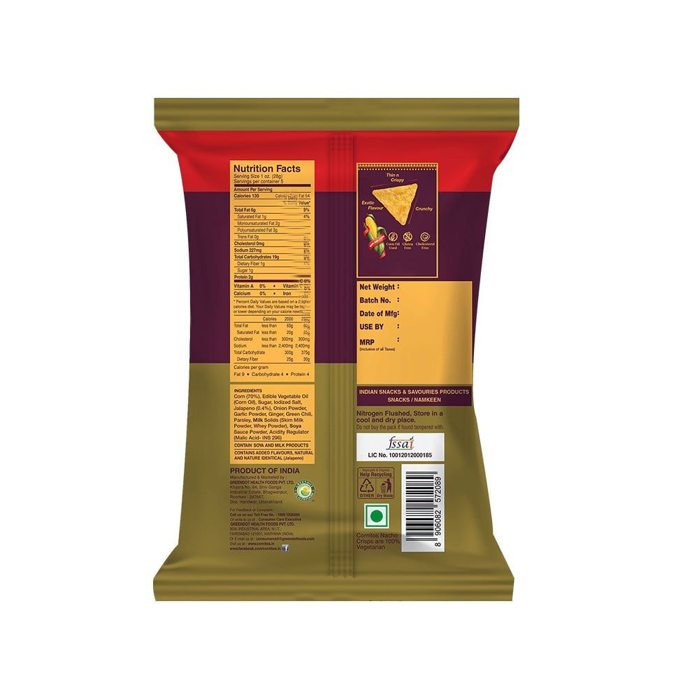 Cornitos Sizzlin Jalapeno Nachos - Pack of 2 : 2 x 75 g