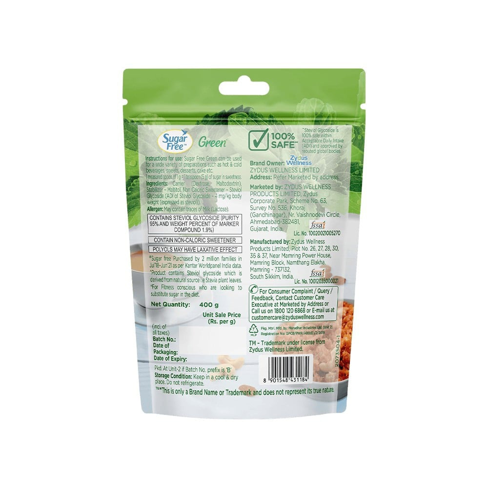 Sugar Free Green 100% Natural Stevia Sweetener : 400 g