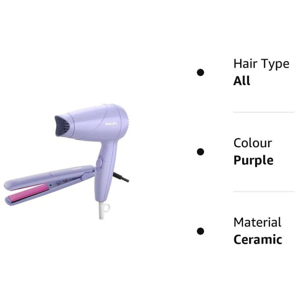 Philips HP8643/56 Miss Fresher's Hair Styling Kit (1000 Watts) (Pink, 1000W) : 1 pack