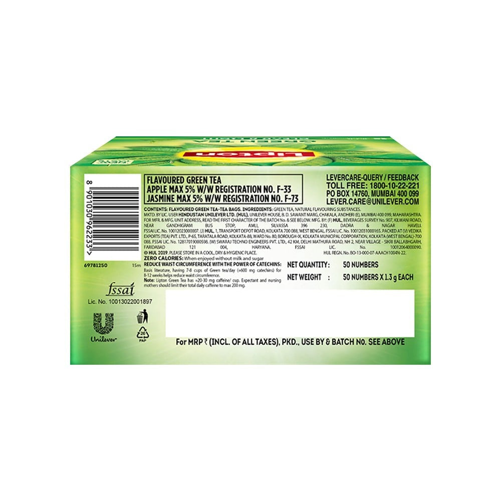 Lipton Clear & Light Green Tea Bags : 1 pack (50 pieces)