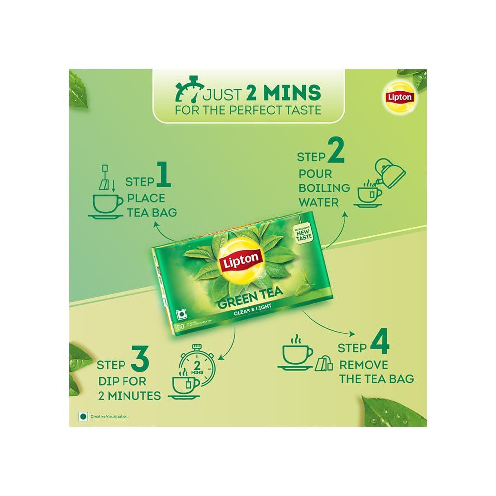 Lipton Clear & Light Green Tea Bags : 1 pack (50 pieces)