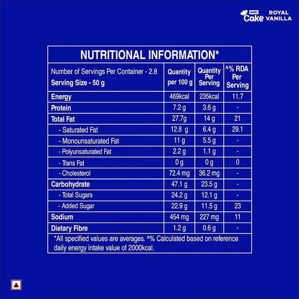 Unibic Royal Vanilla Cake : 140 g