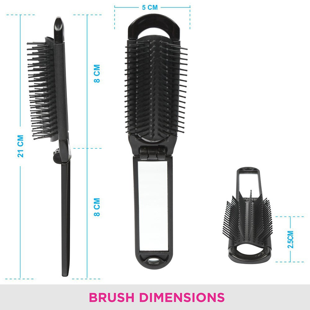 Vega Folding Compact Hair Brush (Black) : 1 piece