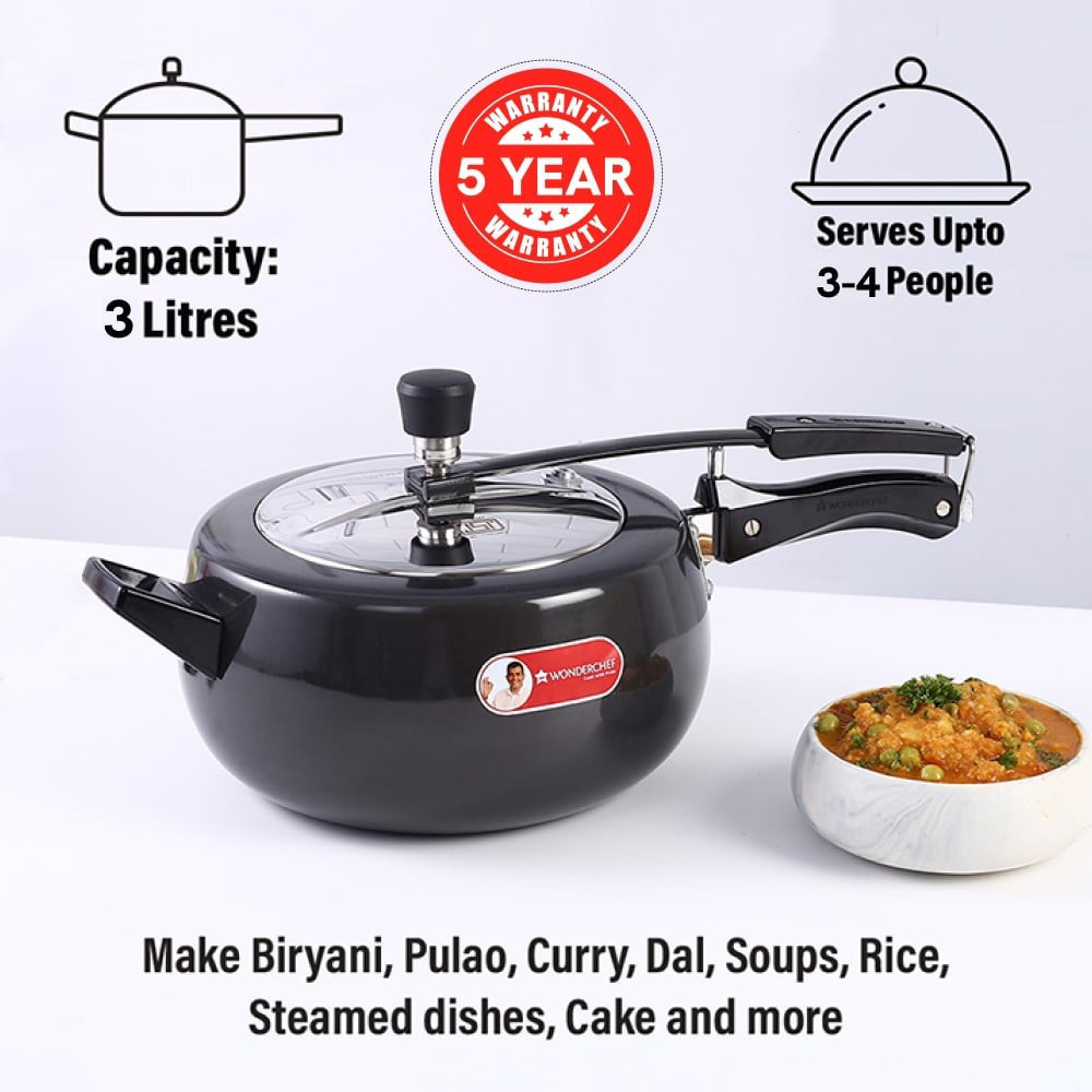 Wonderchef Taurus Hard Anodized Pressure Cooker (Aluminium, 3 ltrs, Black) : 1 unit