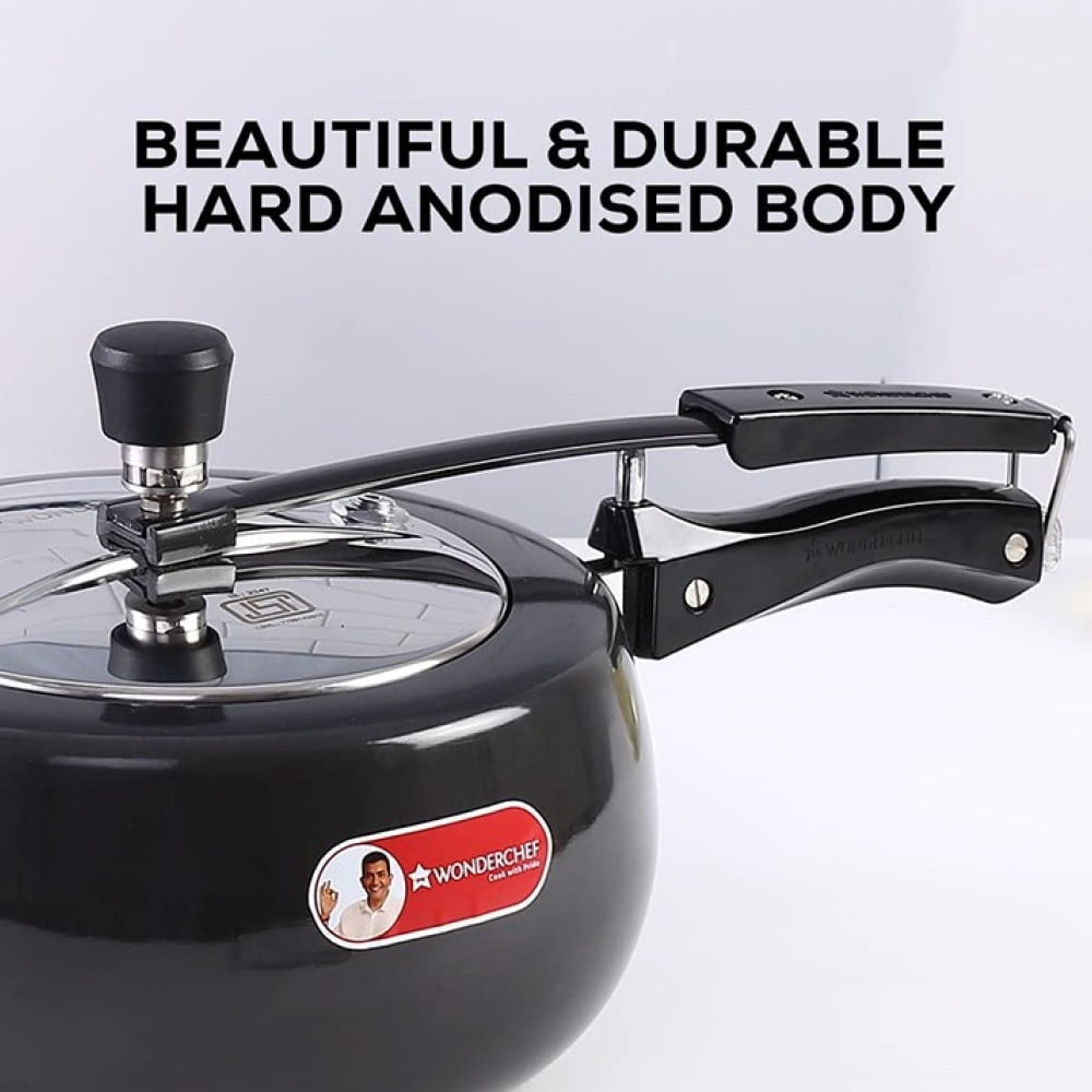 Wonderchef Taurus Hard Anodized Pressure Cooker (Aluminium, 3 ltrs, Black) : 1 unit