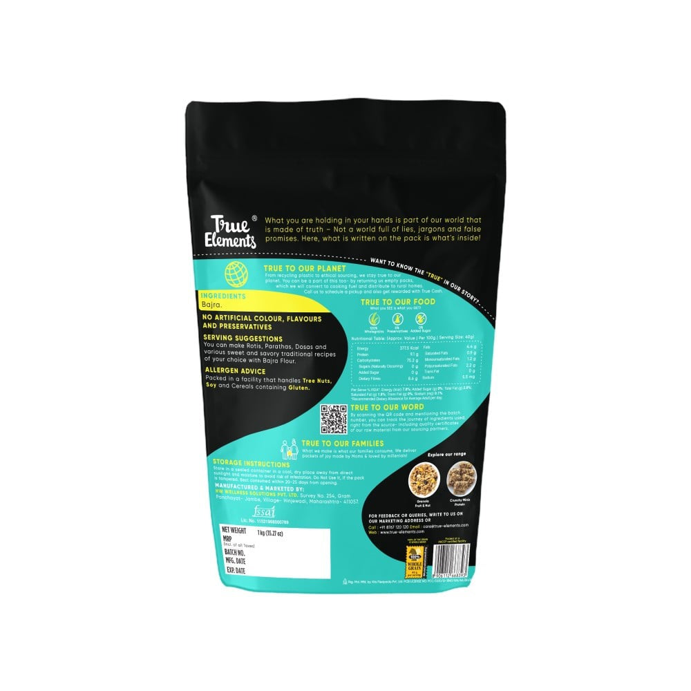 True Elements Bajra Flour - Healthy Pearl Millet Atta : 1 kg
