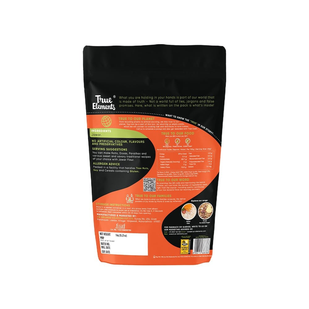 True Elements Jowar Flour - Nutritious Sorghum Atta : 1 kg