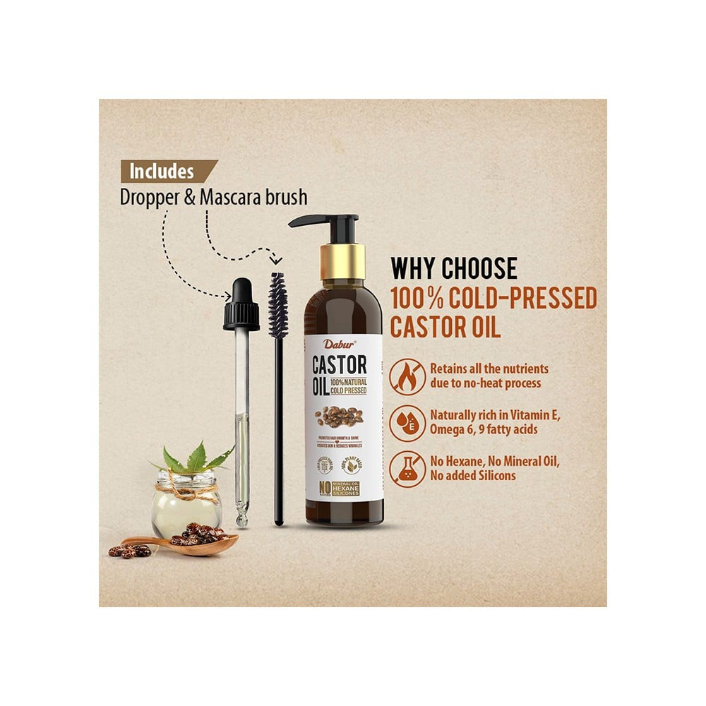 Dabur 100% Natural Cold Pressed Castor Oil : 200 ml