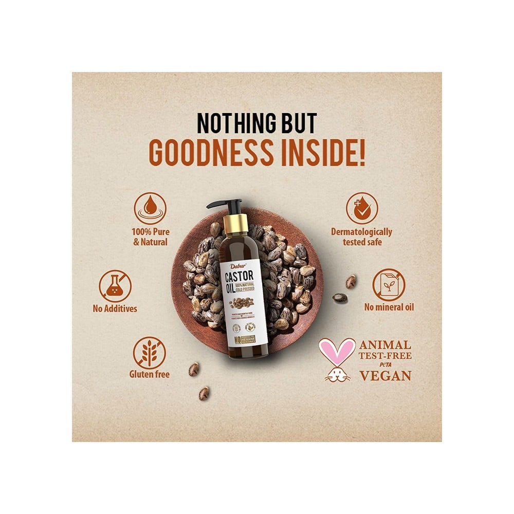 Dabur 100% Natural Cold Pressed Castor Oil : 200 ml