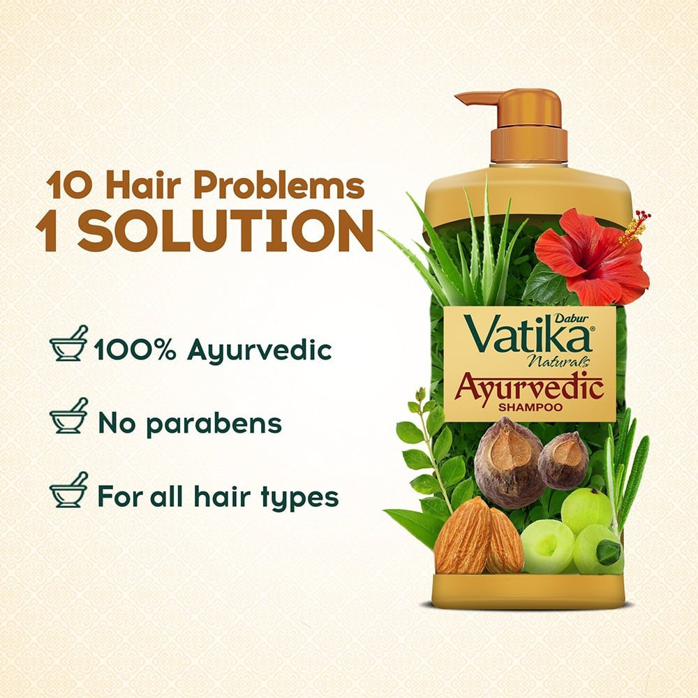 Dabur Vatika Ayurvedic Shampoo with 2x Damage Protection : 340 ml