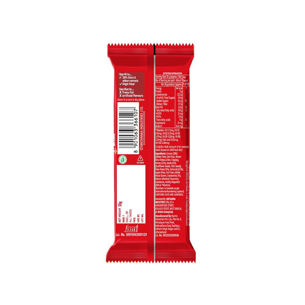 Britannia Be You Almond Cranberry Nutrition Bar : 35 g