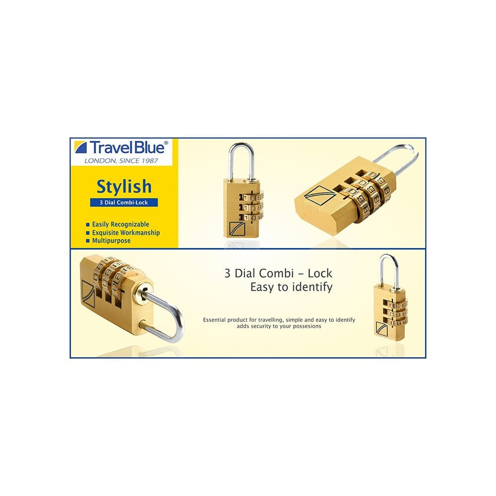 Travel Blue 3-Dial Combination Luggage Lock (Gold) : 1 unit