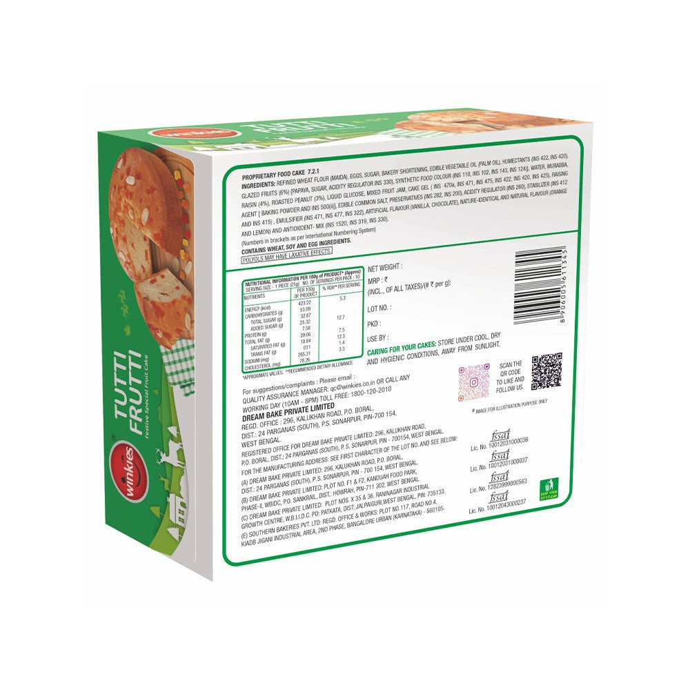Winkies Tutti Frutti Raisin Cake : 250 g