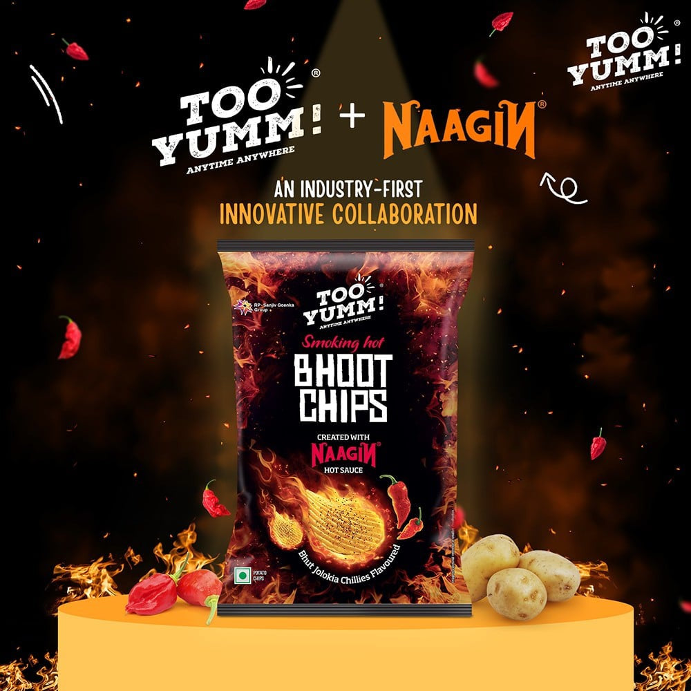 Too Yumm Smoking Hot Bhoot Potato Chips (Bhut Jolokia Chillies) - Pack of 2 : 2 x 82 g
