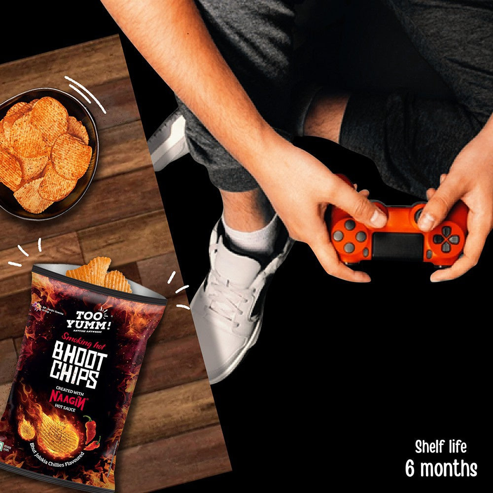 Too Yumm Smoking Hot Bhoot Potato Chips (Bhut Jolokia Chillies) - Pack of 2 : 2 x 82 g