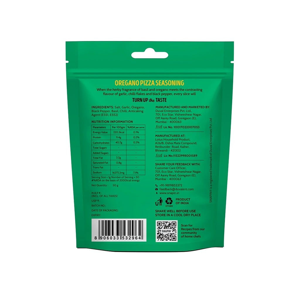 Snapin Oregano Seasoning : 50 g (10 x 5 g)