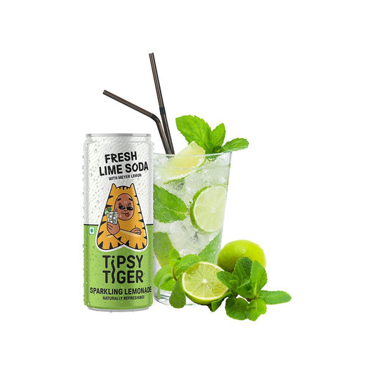 Tipsy Tiger Fresh Lime Soda - Sparkling Water and Lemon Drink : 250 ml