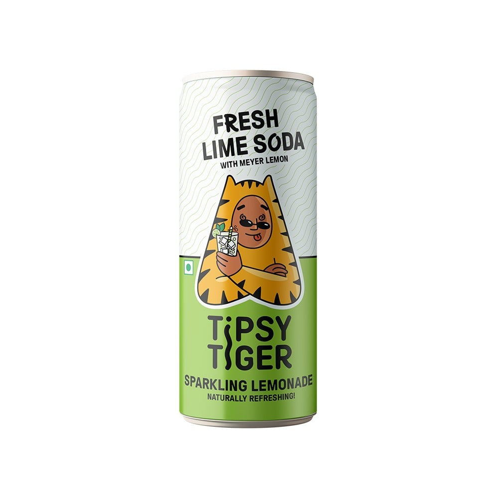 Tipsy Tiger Fresh Lime Soda - Sparkling Water and Lemon Drink : 250 ml