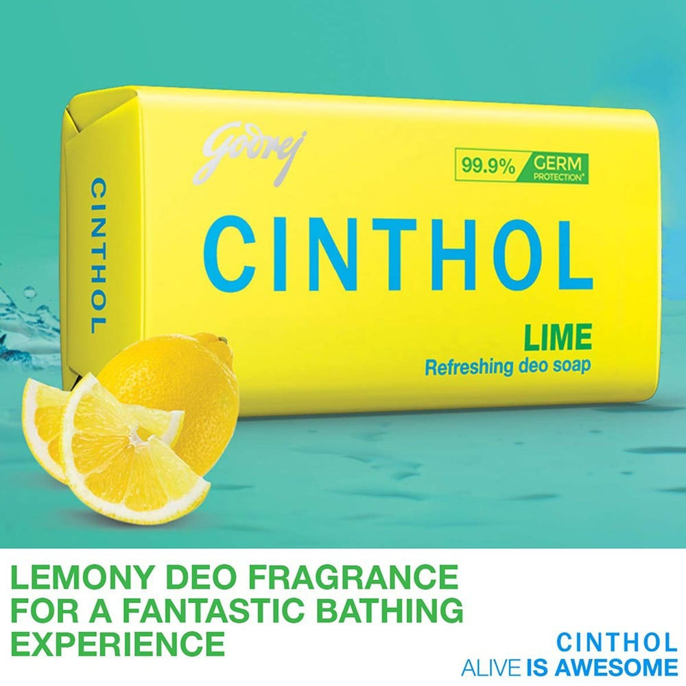 Cinthol Lime Bath Soap - Pack of 4 : 4 x 150 g