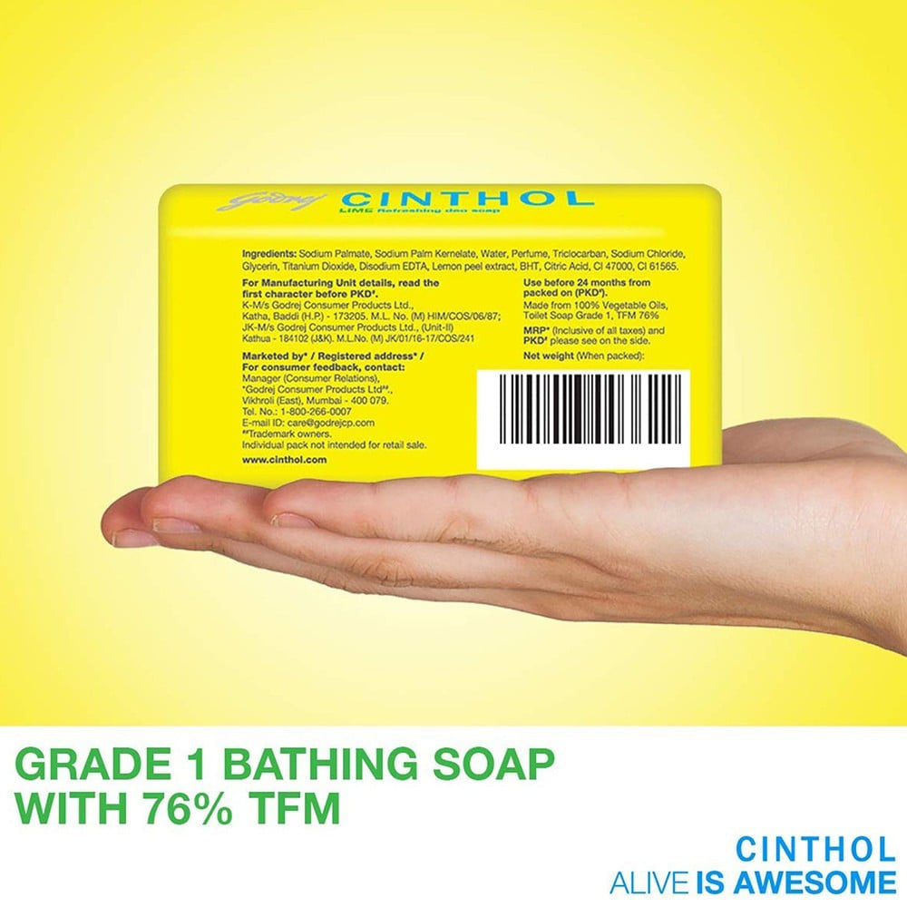 Cinthol Lime Bath Soap - Pack of 4 : 4 x 150 g