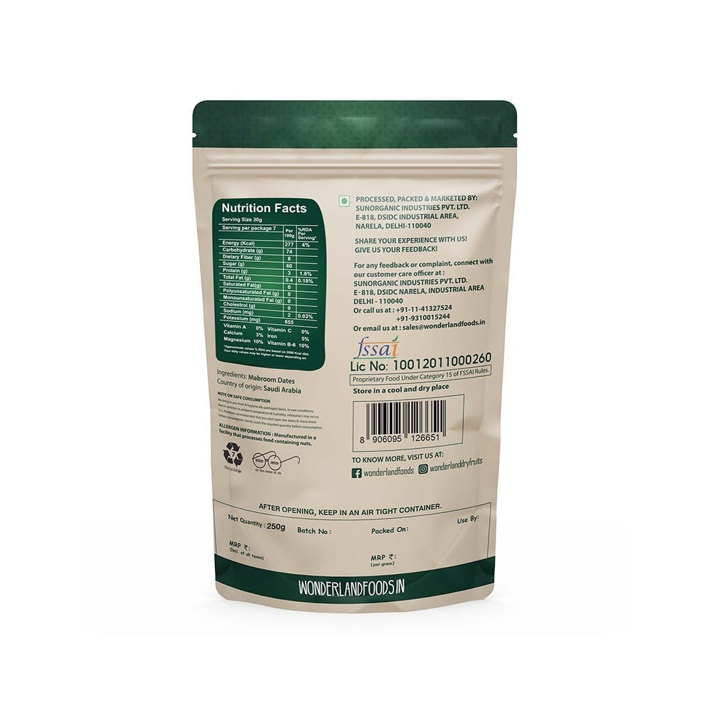 Wonderland Foods Arabian Dates (Khajur) : 250 g